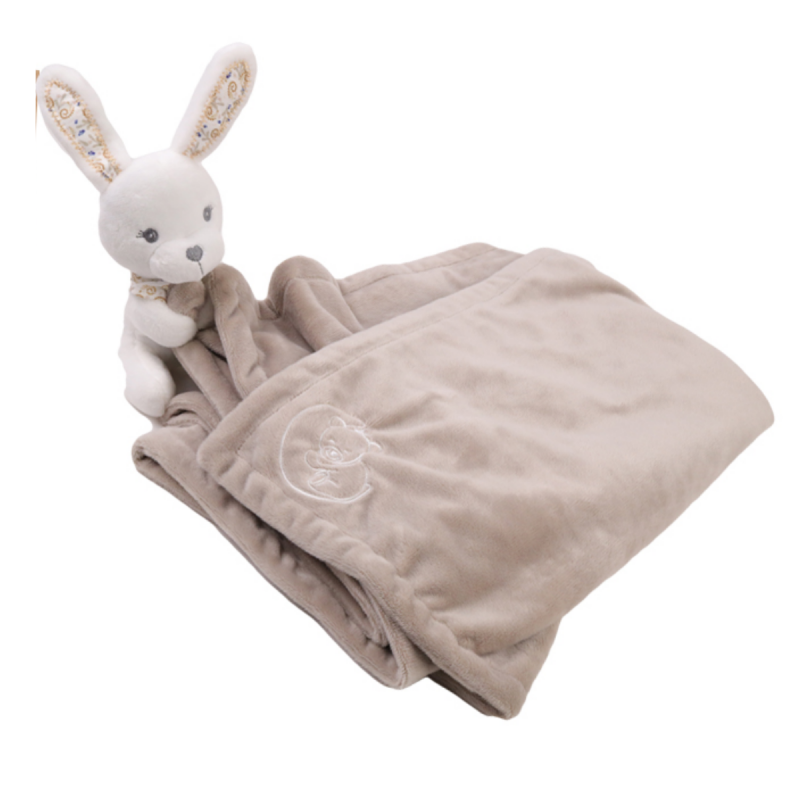  - amour couverture plaid   peluche lapin gris clair 100 x 70 cm 